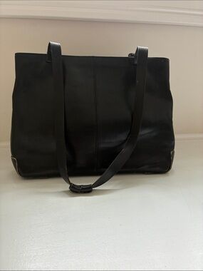 Gianni Conti Classic Black Leather Tote Bag